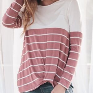 Color Block Twist Front Top